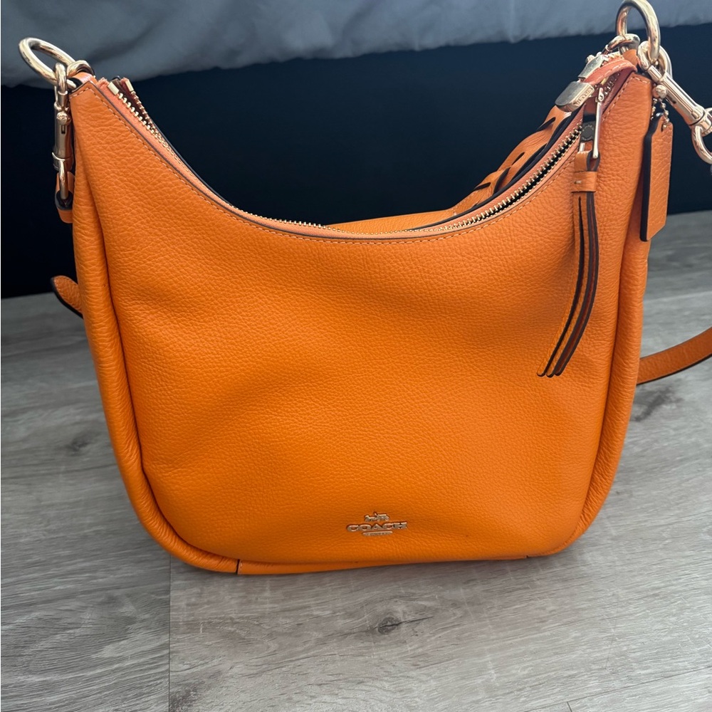 Coach Vibrant Orange Leather Hobo Bag